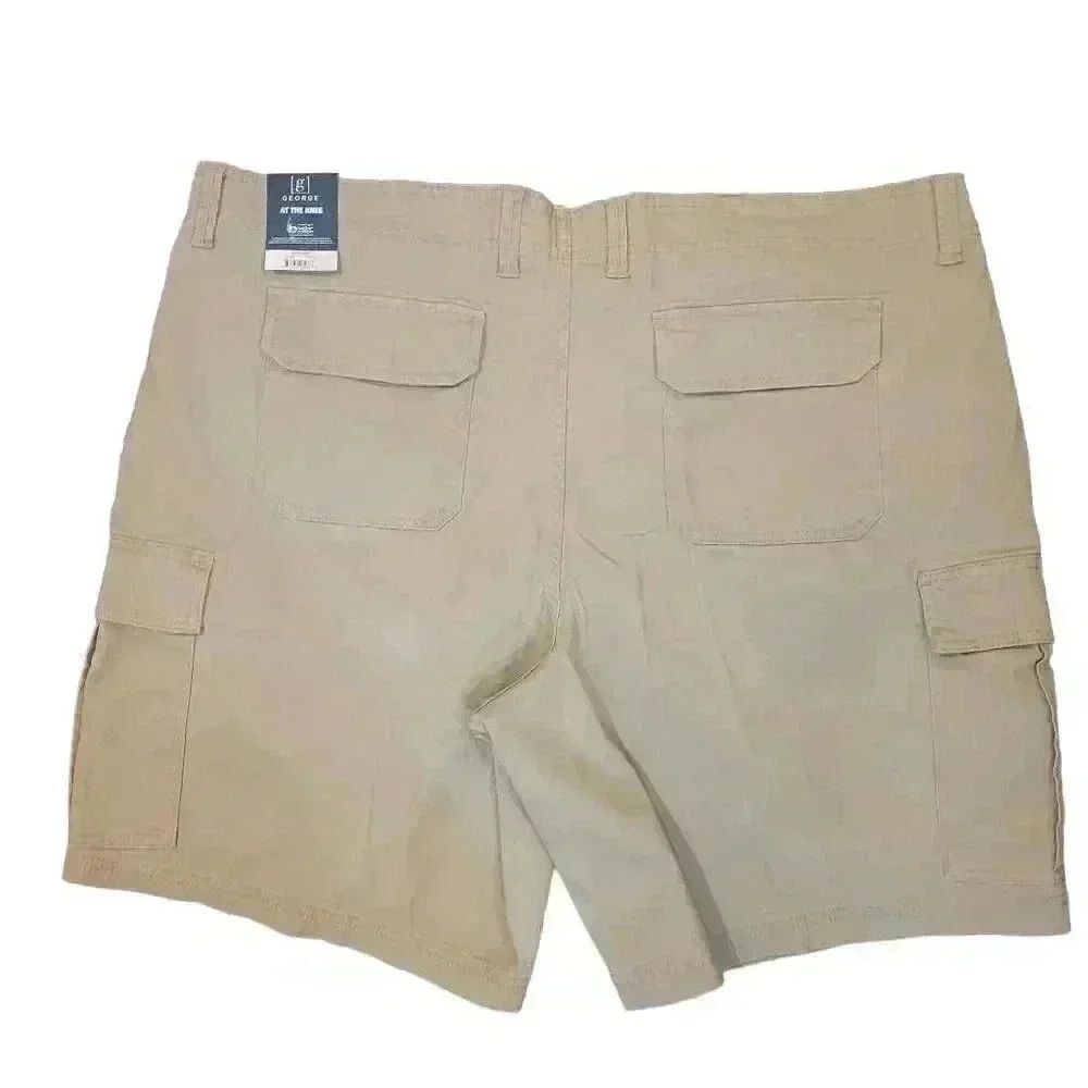 George Men's Tan Stone Wash Cotton/Spandex Cargo At the Knee Shorts NEW - Picture 7 of 10